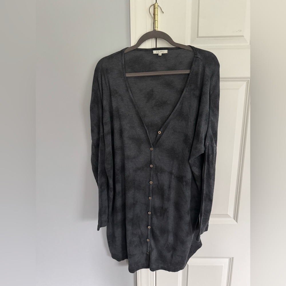 Z Supply Charcoal Gray Button-Front Lightweight Cardigan